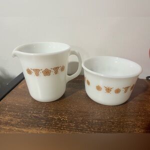 Pyrex Butterfly Gold Creamer and Sugar set